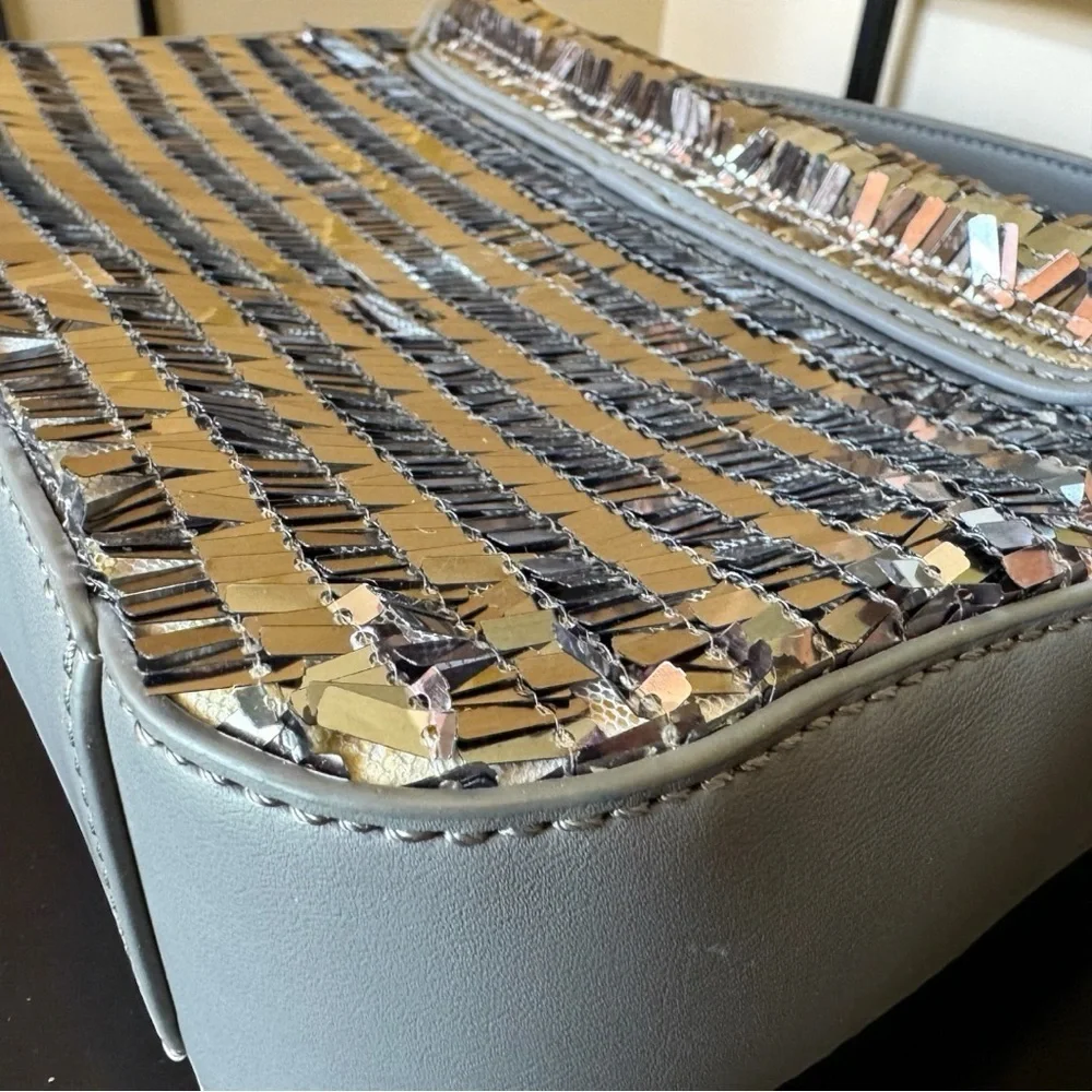 BIBI LOU Anthropologie Silver & Black Sequin Shoulder Bag
